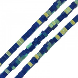 Χαολίτης Χάντρα Τετράγωνη Μπλε 3mm/2mm Ø0.9mm (~235τμχ)