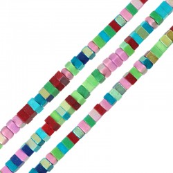 Perline Quadrate in Howlite Multicolori 3 Mm/2 mm Ø 0.9 mm (~235 Pezzi)