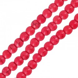 Perle Ronde en Howlite Fuchsia 4 mm (~Ø1.2 mm (~100 Pièces)