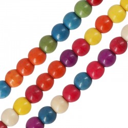 Perle Ronde en Howlite Multicolore 6 mm Ø~1.2 mm (~65 Pièces)