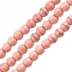 Perle Ronde en Howlite rose 6 mm Ø~1.2 mm (~65 Pièces)