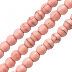 Perla di Howlite Rotonda Rosa 8 mm Ø~1.6 mm (~50 Pezzi)