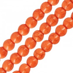 Cuentas Redondas de Howlita Naranja 8 mm Ø~1,6 mm (~50 Unidades)