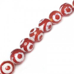 Agate Tibetan Bead Faceted Round 10mm (~37pcs/string)
