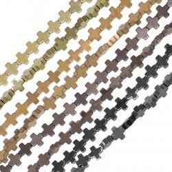 Αιματίτης Σταυρός Επίπεδο Περαστό 6mm Ø1mm (64τμχ) (40cm)