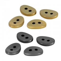 Bouton Ovale en Hématite avec 2 Trous 10 x 14 mm