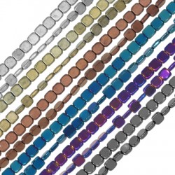 Hematite Bead Flattened Square 6mm Ø1mm (65pcs) (40cm)