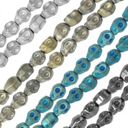 Αιματίτης Νεκροκεφαλή Περαστή 8x10mm Ø1mm (40τμχ) (40cm)