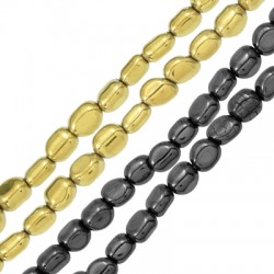 Perla di Ematite Ovale 5x7 mm Ø1.1 mm (60 Pezzi) (40 cm)