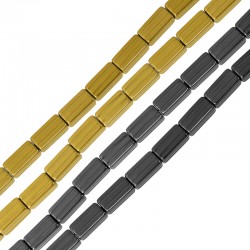 Perline Tubolari Quadrate in Ematite 4x8 mm Ø1.1 mm (~50 Pezzi)