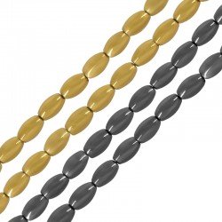 Perles Tubulaires Ovales en Hématite 5 x 8 mm Ø 1.1 mm (~50 Pièces)
