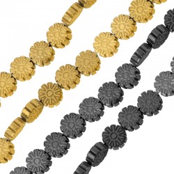 Fleur Coulissante en Hématite 6.1 Mm/2.3 mm Ø0.8 mm (~66 Pièces)