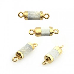 Connettore in Ottone con Pietra Semipreciosa Esagonale 6x12mm