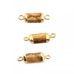 Connettore in Ottone con Pietra Semipreciosa Esagonale 6x12mm