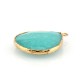 Mountain Jade Pendant Teardrop with Brass Setting 30mm