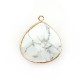 Howlite Pendant Teardrop with Brass Setting 30mm