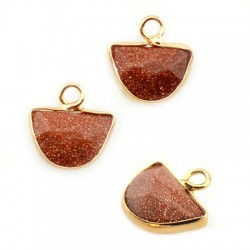 Goldstone Charm with Brass Setting 10x14mm