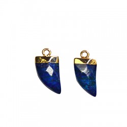 Breloque en Lapis-Lazuli en Forme de dent avec Monture en Laiton 11 x 17 mm