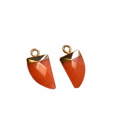 Aventurine Charm Tooth with Brass Setting 11x17mm