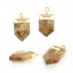 Charm dent en Jaspe avec Monture en Laiton 10 x 15 mm