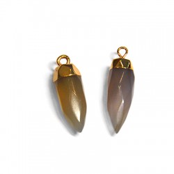 Charm dent en Agate avec Monture en Laiton 8 x 23 mm