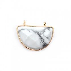 Pendentif en Howlite avec Monture en Laiton 22 x 32 mm