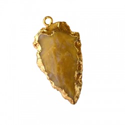 Pendentif en Pierre Semi-Précieuse avec Monture en Laiton 25 x 40 mm
