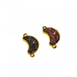 Conector de Piedra Fancy Media Luna 10x14mm Engarzado en Latón