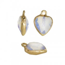 Spectrolite Opal Charm Heart with Brass Setting 12mm