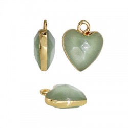 Charm in Ottone con Pietra Semipreziosa Cuore 12mm