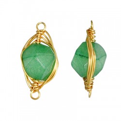 Jade Connector Oval with Brass Wire 8x18mm