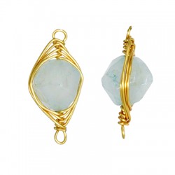 Jade Connector Oval with Brass Wire 8x18mm