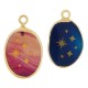 Agate Charm Oval with Stars 16x21mm