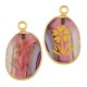 Agate Charm Oval with Flower 16x21mm