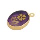 Breloque Ovale en Agate avec Fleur 16 x 21 mm