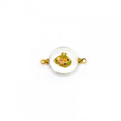 Fresh Water Pearl Connector Round Shell with Zircon 15mm