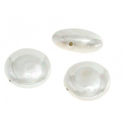 Πέρλα Χάντρα Στρογγυλή Επίπεδη 14mm/5mm Ø1mm