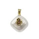 Pendentif losange en Nacre 15mm avec Hamsa en Zircons