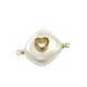Conector de Perla de Nacar Rombo con Corazon de Metal con Circon 15mm