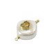 Conector de Perla de Nacar Rombo con Corazon de Metal con Circon 15mm
