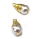 Pearl ABS Charm Teardrop with Brass Wire 8x17mm