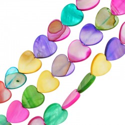 Perle Coquillage cœur Plate 15 mm Ø~0.6 mm (~27 Pièces)