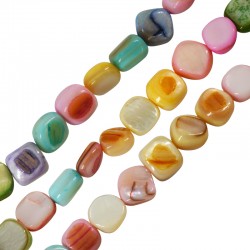 Perle de Coquillage Carrée Irrégulière 6-8 mm Ø~0.6 mm (~48 Pièces)