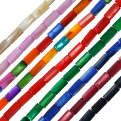 Perle en Coquillage tube 4 x 8 mm Ø ~ 0.3 mm (~ 46 Pièces)