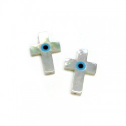 Passante in Madreperla Croce con Occhio Turco 10x15mm