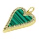 Charm cœur en Laiton avec Strass et base Coquillage 15 x 20 mm