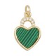 Brass Charm Heart with Zircon & Shell Base 18x12mm