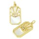 Brass Charm Tag with Evil Eye Zircon & Shell Base 22x12mm