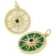 Breloque Ronde en Laiton avec Zircon Soleil et base en Coquillage 15 mm