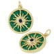 Breloque Ronde en Laiton avec Zircon Soleil et base en Coquillage 15 mm